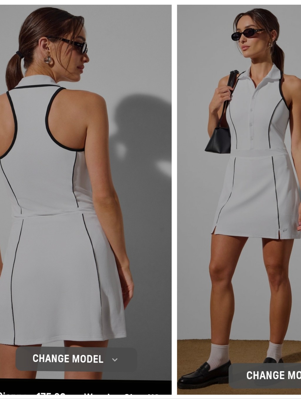 Nwt Fabletics Sleeveless Polo Mini Dress White And Black Women's Size L